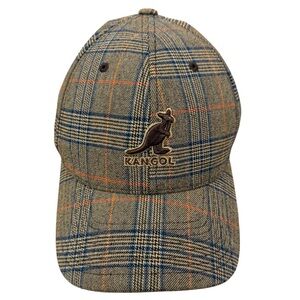 Kangol Brown Blue Plaid Head Cheese Flex Fit Hat Cap Small / Medium